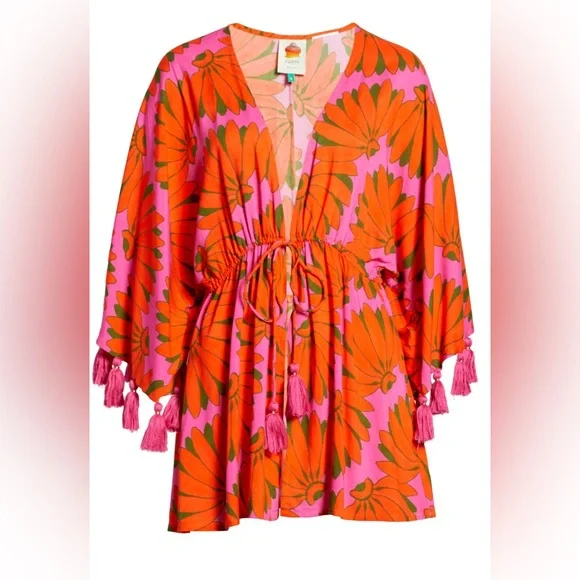 Farm Rio Copacabana pink kimono coverup XS NWT - Picture 1 of 10
